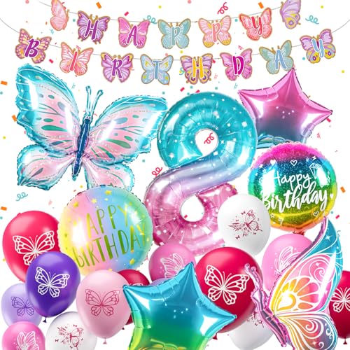 ballon 8 Jahre Schmetterling Geburtstag Deko zahlen luftballon 8 jahre | Bunt Schmetterlinge Geburtstagsdeko Folienballon - für 8. Geburtstag Mädchen Deko - fliegt mit Helium ballon 8 Jahre Schmetterling Geburtstag Deko zahlen luftballon 8 jahre | Bunt Schmetterlinge Geburtstagsdeko Folienballon - für 8. Geburtstag Mädchen Deko - fliegt mit Helium von hpnparty