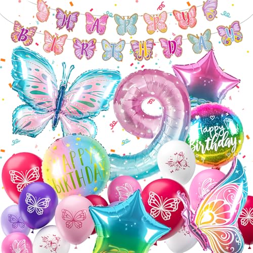 ballon 9 Jahre Schmetterling Geburtstag Deko zahlen luftballon 9 jahre | Bunt Schmetterlinge Geburtstagsdeko Folienballon - für 9. Geburtstag Mädchen Deko - fliegt mit Helium ballon 9 Jahre Schmetterling Geburtstag Deko zahlen luftballon 9 jahre | Bunt Schmetterlinge Geburtstagsdeko Folienballon - für 9. Geburtstag Mädchen Deko - fliegt mit Helium von hpnparty