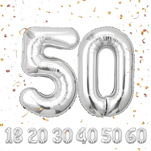 ballonluftballon 50 jahre | Sliber 50 ballons-40"-101cm 50 Geburtstagsdeko -50 Folienballon Zahl Deko zum Geburtstag fliegt mit Helium 50 Geburtstag für Männer Frauen 50 Geburtstagsparty Jubiläum… ballonluftballon 50 jahre | Sliber 50 ballons-40"-101cm 50 Geburtstagsdeko -50 Folienballon Zahl Deko zum Geburtstag fliegt mit Helium 50 Geburtstag für Männer Frauen 50 Geburtstagsparty Jubiläum… von hpnparty