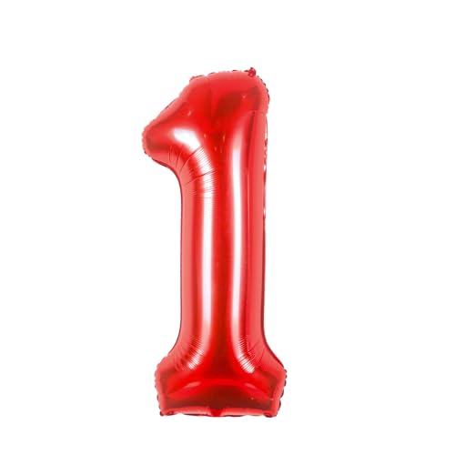 Geburtstag zahlen luftballon 1 jahre Rot Folienballon Kindergeburtstag Deko Rot-Mädchen Junge 1 jahr ballon 40" - 101cm Folienballon 1 jahre Geburtstags deko-fliegt mit Helium von hpnparty