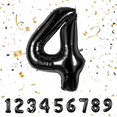 Geburtstag zahlen luftballon 4 jahre Schwarz Folienballon Kindergeburtstag Deko Schwarz-Mädchen Junge 4 jahr ballon 40" - 101cm Folienballon 4 jahre Geburtstags deko-fliegt mit Helium Geburtstag zahlen luftballon 4 jahre Schwarz Folienballon Kindergeburtstag Deko Schwarz-Mädchen Junge 4 jahr ballon 40" - 101cm Folienballon 4 jahre Geburtstags deko-fliegt mit Helium von hpnparty