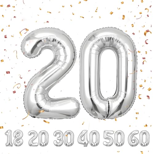 ballonluftballon 20 jahre | Sliber 20 ballons-40"-101cm 20 Geburtstagsdeko -20 Folienballon Zahl Deko zum Geburtstag fliegt mit Helium 20 Geburtstag für Männer Frauen 20 Geburtstagsparty Jubiläum… ballonluftballon 20 jahre | Sliber 20 ballons-40"-101cm 20 Geburtstagsdeko -20 Folienballon Zahl Deko zum Geburtstag fliegt mit Helium 20 Geburtstag für Männer Frauen 20 Geburtstagsparty Jubiläum… von hpnparty