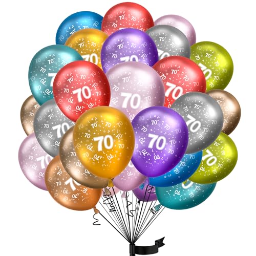 Luftballons 70. Geburtstag,15 Stück Metallic folienballon 70 helium ballons 70 jahre aus 100% Naturlatex,Klimaneutral, 32cm Ballon 70 zahlen für Kindergeburtstag und Frauen Männer Geburtstag Jubiläum von hpnparty