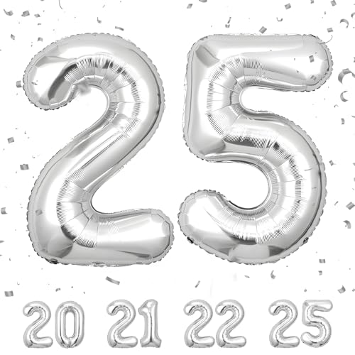 ballonluftballon 25 jahre | Sliber 25 ballons-40"-101cm 25 Geburtstagsdeko -25 Folienballon Zahl Deko zum Geburtstag fliegt mit Helium 25 Geburtstag für Männer Frauen 25 Geburtstagsparty Jubiläum ballonluftballon 25 jahre | Sliber 25 ballons-40"-101cm 25 Geburtstagsdeko -25 Folienballon Zahl Deko zum Geburtstag fliegt mit Helium 25 Geburtstag für Männer Frauen 25 Geburtstagsparty Jubiläum von hpnparty