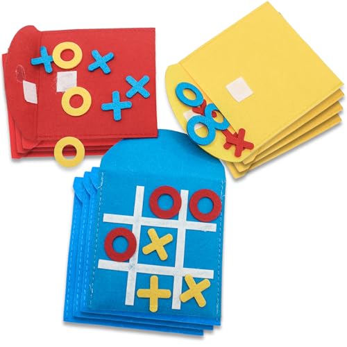 Huotflame Tic Tac Toe Spiel 12 Stück - Buntes Filzspiel mit X und O für Kinder - Mini Lernspielzeug für Geburtstag, Schule, Party, Kindergeburtstag Mitgebsel von huoflame