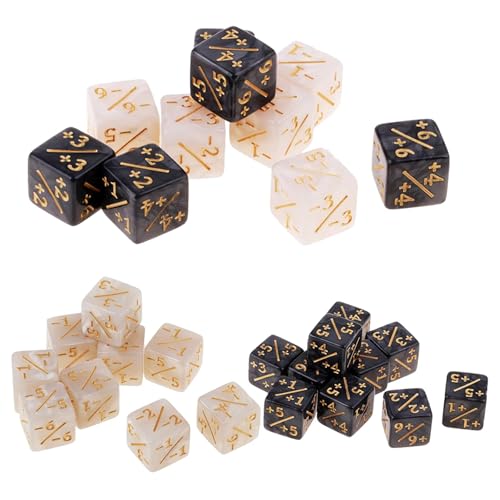 hurifeng 48 Stück Würfel Set, Akryldice D6 für Kartenspiele, MTG und CCG, 1.6 cm (perlmuttartig Schwarz & Weiß) von hurifeng