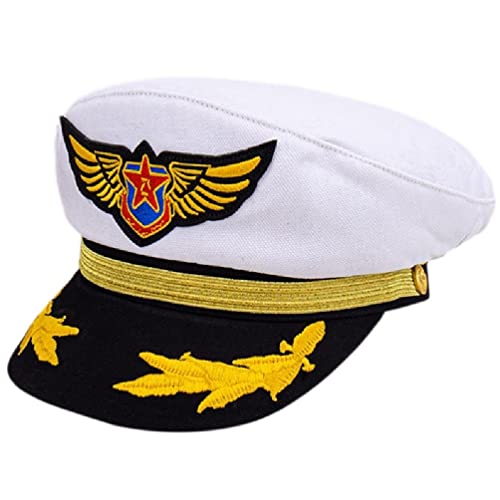 huwvqci Captain Yacht Hat Goldstickerei Skippers Hat für Party Yacht Boats Captain Hats for Adults Kid Verstellbare Yacht Boats Captain Hat für Party Erwachsene für Damen Bachelorette Herren Kid von huwvqci