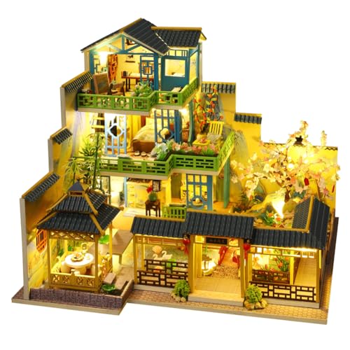 Chinesischer Stil Retro Villa Puppenhaus Miniatur mit Möbeln, DIY Holz Puppenhaus Kit mit LED-Licht Maßstab 1:24 Kreativer Raum für Geburtstagsgeschenk Chinesischer Stil Retro Villa Puppenhaus Miniatur mit Möbeln, DIY Holz Puppenhaus Kit mit LED-Licht Maßstab 1:24 Kreativer Raum für Geburtstagsgeschenk von hvmabeck