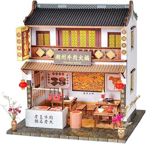 DIY Miniatur Puppenhaus Kit LED Licht chinesischen Stil Landhof Handgemachtes Puppenhaus Modell für Erwachsene und Kinder von hvmabeck