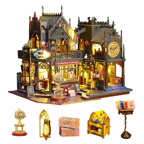 DIY Miniatur Puppenhaus Kit Magisches Holz Puppenhaus mit LED-Licht Kreatives Gebäude Modell Spielzeug Puppenhaus für Jungen und Mädchen (Magic House) von hvmabeck