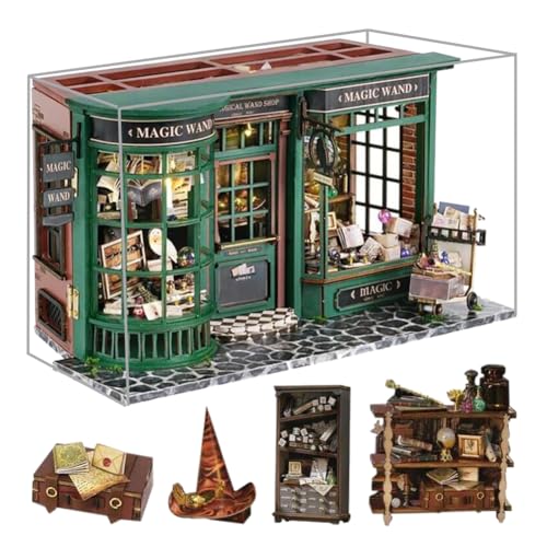 DIY Miniatur Puppenhaus Kit mit Staubschutz, Europäische Vintage Magie Puppenhaus Holz Kit, Maßstab 1:24 Holz Haus Kit Handgemachtes kreatives Geburtstagsgeschenk von hvmabeck