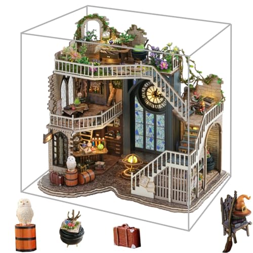 DIY Miniatur Puppenhaus Kit mit Staubschutz, Retro Magic Wooden Dolls House Kits Build Crafts for Adults DIY Miniature House Making Kit 1:24 Scale von hvmabeck
