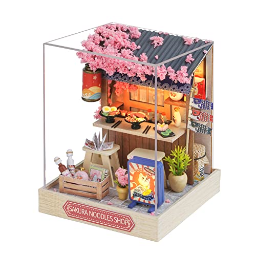 DIY Miniature Dollhouse Kit with Dust Cover Miniature Doll House Kit Creative Mini Furniture Toy House for Boys and Girls Birthday Gift (Sakura Noodle Restaurant) von hvmabeck