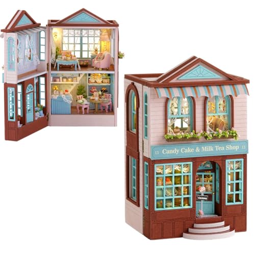 Miniatur-Puppenhaus-Set zum Selbermachen, mit Holzmöbeln und LED, handgefertigtes Mini-Puppenhaus, Maßstab 1:24, kreatives Holzhandwerk-Spielzeug für Erwachsene, Freunde, Liebhaber, von hvmabeck
