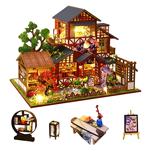 hvmabeck Japanischer Stil Retro Villa Puppenhaus Miniatur mit LED-Licht, DIY Holz Puppenhaus Möbel Kit, 1:24 Maßstab Kreativer Raum für Geburtstag GIF hvmabeck Japanischer Stil Retro Villa Puppenhaus Miniatur mit LED-Licht, DIY Holz Puppenhaus Möbel Kit, 1:24 Maßstab Kreativer Raum für Geburtstag GIF von hvmabeck
