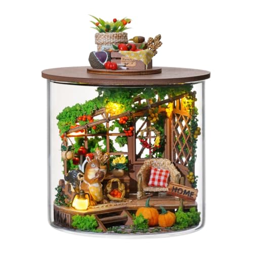 hvmabeck Miniatur-Puppenhaus-Möbel-Set, Mini-3D-Holzpuppenhaus-Bastelmodell mit LED, kreative Raumidee für Valentinstag, Geburtstag (Abunda nt Moment) von hvmabeck
