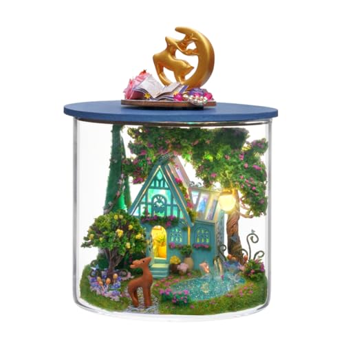 hvmabeck Miniatur-Puppenhaus-Möbel-Set, Mini-3D-Holzpuppenhaus-Bastelmodell mit LED, kreative Raumidee für Valentinstag, Geburtstag (Fantasy Wonderland) von hvmabeck
