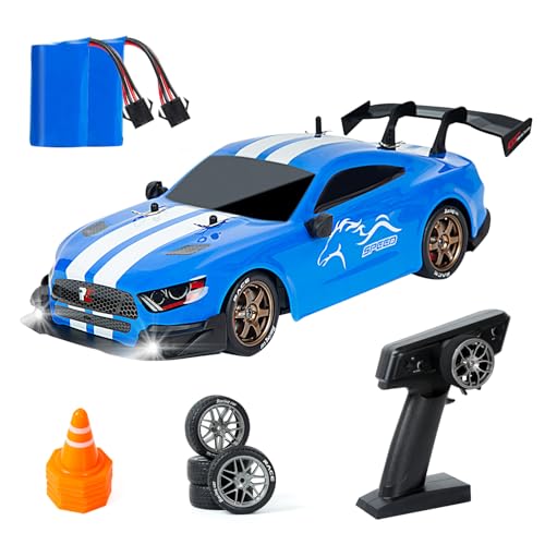 iBlivers Ferngesteuertes Auto, 1:14 Professionelle Ferngesteuerte Drift Autos mit Proportionale Drosselklappe und Lenkung 4WD GT RC Car Drifting Spielzeug für Erwachsene Jungen Kinder (Blau) von iBlivers