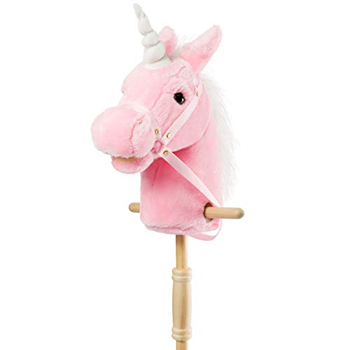 iBonny 36-inch Rosa Steckenpferd mit Guten Griffen und Rädern Einhorn Plüschtier von iBonny