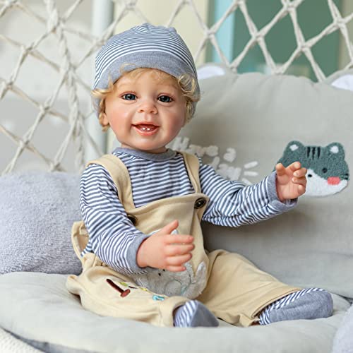 iCradle 22 Zoll 55 cm Ganzkörper-weiches Silikon Vinyl Reborn Kleinkind Jungen Baby Puppen Geschenke für Kinder Badespielzeug von iCradle