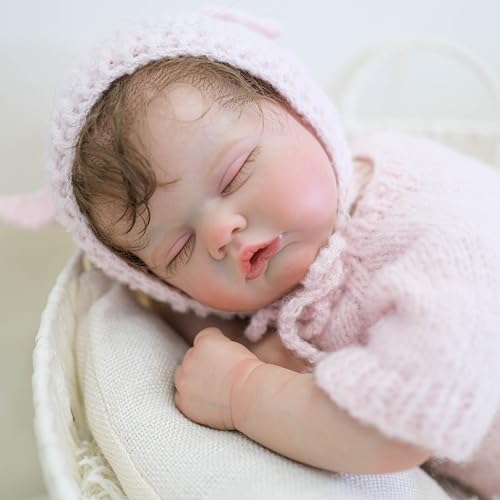 iCradle Neugeborene Babypuppen Mädchen 48CM Schlafende Neugeborene Babypuppen Silikon Babypuppen die echte lebensechte Babypuppe Weiche Körperpuppen für Mädchen Aussehen von iCradle