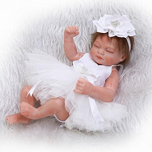 iCradle Realistische Reborn Baby Doll 10 Inch 26cm Lebensechtes Kleinkind Frühchen Silikon Neugeborene Puppen für Kinder Spielteppich Geschenk Ganzkörper Babypuppen (White) von iCradle