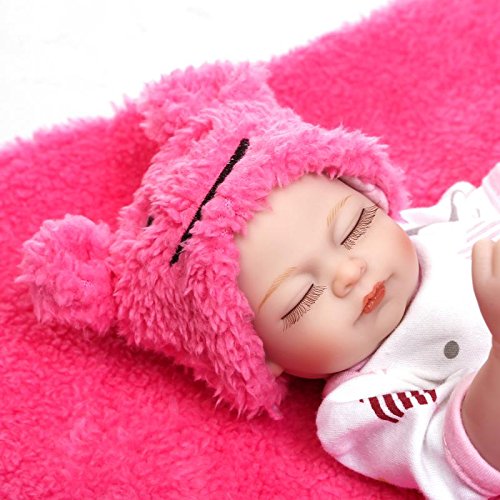 iCradle Reborn Baby Dolls 10inch 26cm Mini Reborn Doll Lovely and Cute Reborn Baby Doll Soft Vinyl Silicone Full Body Girl and Boy New Born Baby Dolls Xmas Gift (Pink) von iCradle