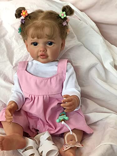iCradle Reborn Baby Dolls Wiedergeborene Puppen 22 Zoll 55 cm Wiedergeborene Baby-Kleinkind-Puppen Ganzkörper-Mädchen-Puppen Real Realistisches Mädchen Geborenes Spielzeug-Geschenk von iCradle