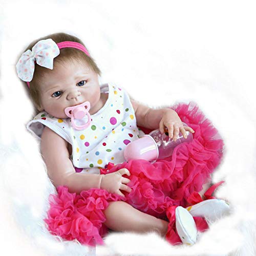iCradle Reborn Babypuppen 18 zoll 45 cm Realistisch weiches Silikon Vinyl Mädchen Babys Mädchen Babys Mädchen Baby Mädchen Baby Geburt Spielzeug (White Headband) von iCradle