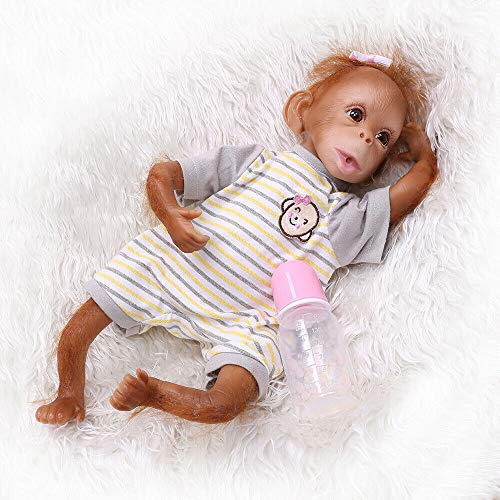 iCradle Reborn Dolls 48 cm Realistische Leborn Baby Monkey Dolls Spielzeug Vinyl Weiches Silikon für Kinder von iCradle