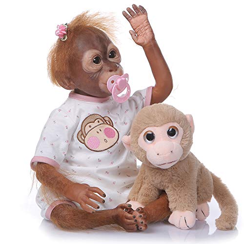 iCradle Reborn Dolls 52 cm Liebevoll Reborn Baby Monkey Puppe Weiches Silikon realistisch schöne Puppen Neugeborene Playmate (Monkey 3) von iCradle
