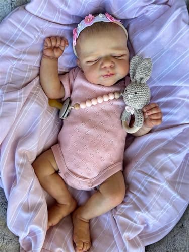 iCradle Reborn Dolls Reborn Puppen 18inch 48cm Baby Puppe Mädchen Anatomisch Korrekte Hand Wurzelhaar Realistische Neugeborene Puppe Lächeln Nettes Spielzeug Geschenk für Alter 3+ von iCradle