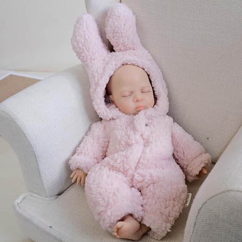 iCradle Reborn Puppen, 33 cm, Vollsilikon, Reborn-Babypuppe, Rosa, einteilige Fellkleidung für Kinder ab 3 Jahren von iCradle