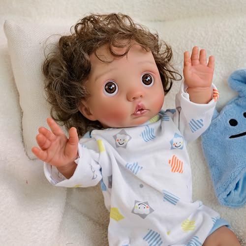 iCradle Reborn Puppen, 40,6 cm, niedlich, 42 cm, offene große braune Augen, handverwurzeltes Haar, weich, realistisch, Neugeborenenen-Puppe, echte handgefertigte Babypuppe, Peeka-Avatar, ab 3 Jahren iCradle Reborn Puppen, 40,6 cm, niedlich, 42 cm, offene große braune Augen, handverwurzeltes Haar, weich, realistisch, Neugeborenenen-Puppe, echte handgefertigte Babypuppe, Peeka-Avatar, ab 3 Jahren von iCradle