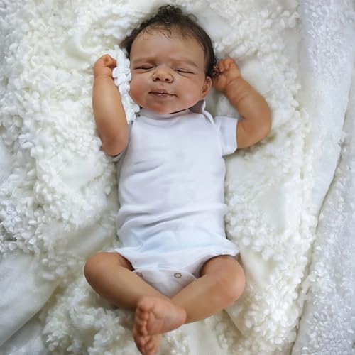 iCradle Reborn-Puppen, 48 cm, handverwurzeltes schwarzes lockiges Haar, weich, realistisch, für Neugeborene, echte handgefertigte Babypuppe, schlafend, niedliche schwarze Haut, ab 3 Jahren iCradle Reborn-Puppen, 48 cm, handverwurzeltes schwarzes lockiges Haar, weich, realistisch, für Neugeborene, echte handgefertigte Babypuppe, schlafend, niedliche schwarze Haut, ab 3 Jahren von iCradle