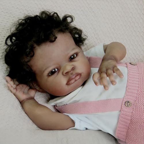iCradle Reborn Puppen, 50,8 cm, Reborn-Baby-Mädchen, feines Vinyl, verwurzeltes schwarzes Haar, handgefertigt und hat einen weichen Körper als Geschenk für Mädchen von iCradle