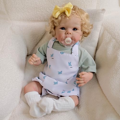 iCradle Reborn Puppen, Reborn-Stoff-Körper, realistisch, für Neugeborene, 46 cm, lebensechte gewichtete Reborn-Puppe, blondes Haar, lächeln, niedlich, Alter 3 + iCradle Reborn Puppen, Reborn-Stoff-Körper, realistisch, für Neugeborene, 46 cm, lebensechte gewichtete Reborn-Puppe, blondes Haar, lächeln, niedlich, Alter 3 + von iCradle