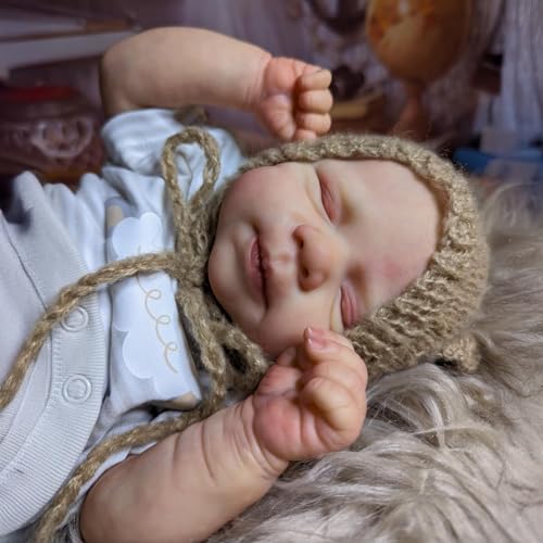 iCradle Reborn-Puppen, Stoffkörper, realistische Neugeborenenen-Puppen, 46 cm, lebensecht, gewichtet, von Hand verwurzeltes schwarzes Haar von iCradle
