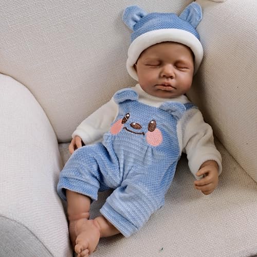 iCradle Reborn Puppen, Vollsilikon, Reborn Baby, keine Haare, schwarze Haut, Schlafpuppe für Neugeborene, 3 Jahre von iCradle