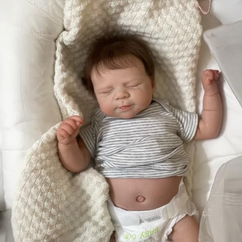 iCradle Reborn-Puppen, lebensechte Reborn-Babypuppe, Silikon, Ganzkörper-Vinyl, für Neugeborene, Jungen, schlafend, verwurzeltes Haar, ab 3 Jahren von iCradle