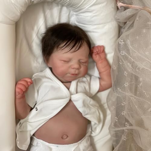iCradle Reborn-Puppen, lebensechte Reborn-Babypuppe, Silikon, Ganzkörper-Vinyl, für Neugeborene, Jungen, schlafende verwurzelte Haare, für Kinder ab 3 Jahren von iCradle