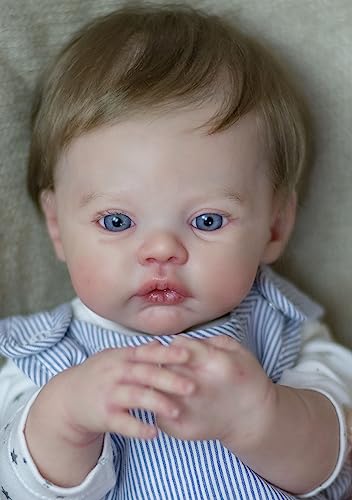 iCradle Reborn Puppen 18inch 46cm Reborn Vinyl Silikon Baby Puppe Mädchen Anatomisch Korrekte Hand Wurzelhaar Realistische Neugeborene Puppe Lächeln Nettes Spielzeug Geschenk für Alter 3+ (MÄDCHEN) von iCradle