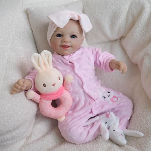 iCradle Reborn Puppen Reborn Stoffkörper Mädchen realistisch Neugeborenes Baby 48 cm lebensechte gewichtete Reborn-Puppe mit blauen Augen iCradle Reborn Puppen Reborn Stoffkörper Mädchen realistisch Neugeborenes Baby 48 cm lebensechte gewichtete Reborn-Puppe mit blauen Augen von iCradle