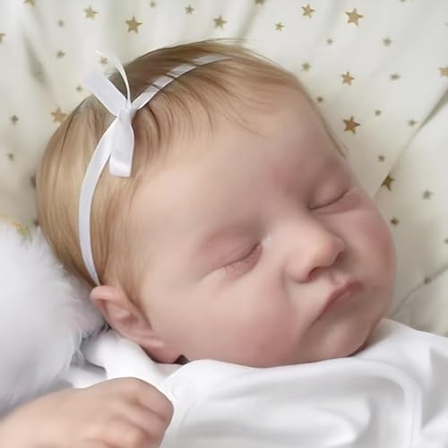 iCradle Reborn Puppen Reborn Stoffkörper Mädchen realistische Neugeborene Baby 48 cm lebensechte gewichtete Reborn-Puppe, geschlossene Augen von iCradle