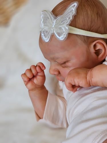 iCradle Reborn Puppen mit Stoffkörper, realistische Neugeborenen-Puppen, 46 cm, lebensechte gewichtete Babykleidung, Weiß von iCradle