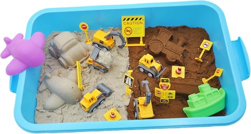 iCrayon Spielsand Kit für Kinder - Blauer & Rosa Sand mit Tierfiguren, Mess-Free Sensory Sandbox Spielzeug für Kleinkinder & Kinder von iCrayon