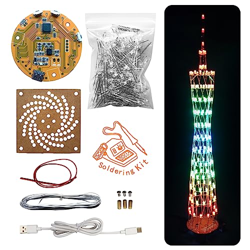 iCubeSmart GZT-12 Led Canton Tower Modell DIY Elektronik Kit, LED Würfel Modell Handgemachtes Lötprojekt Kit (GZT-12C-KIT) von iCubeSmart