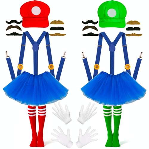 Mario und luigi kostüm,Karneval Mario Kostüm Bros Mütze Hut Röcke Socken Handschuhe Bart gelbe Knöpfe Kostüm für Fasching-Erwachsene Damen Herren Kind Outfits Cosplay Karneval Kostüm Accessorie Mario und luigi kostüm,Karneval Mario Kostüm Bros Mütze Hut Röcke Socken Handschuhe Bart gelbe Knöpfe Kostüm für Fasching-Erwachsene Damen Herren Kind Outfits Cosplay Karneval Kostüm Accessorie von iDattel