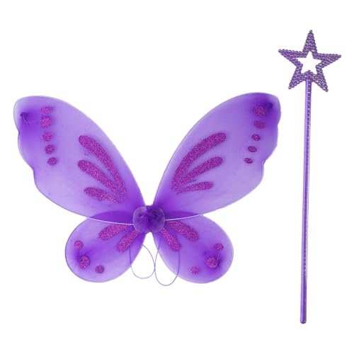 IEFIEL Fee Flügel Kostüm Set für Frauen Schmetterling Flügel Fee Engelsflügel mit Feenstab Lila&Lila One Size IEFIEL Fee Flügel Kostüm Set für Frauen Schmetterling Flügel Fee Engelsflügel mit Feenstab Lila&Lila One Size von iEFiEL