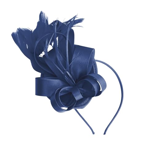 iEFiEL 1920er Damen Vintage Blume Feder Stirnband Fascinators Hut Haarreif Flapper Kopfschmuck Halloween Karneval Party Haar Accessoire Navy blau One Size von iEFiEL